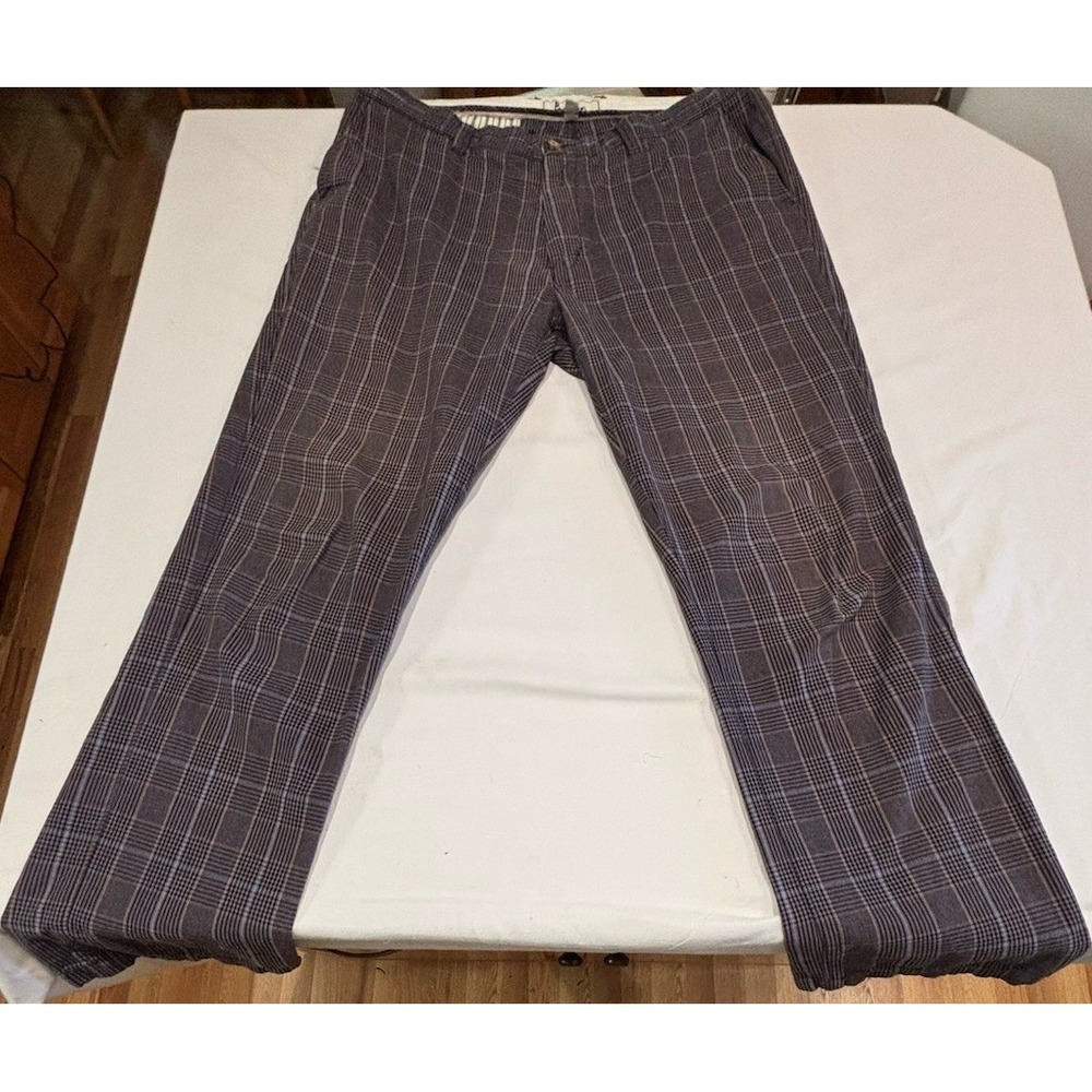 Boden London Men's Flat Front 100% Cotton Plaid Golf Casual Work Pants 36x32